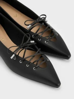 Jianna Leather Lace-Tie Flats