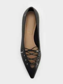 Jianna Leather Lace-Tie Flats