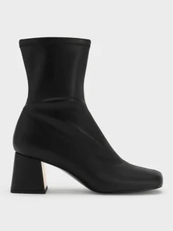 Jully Metallic Trapeze Heel Ankle Boots