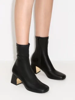 Jully Metallic Trapeze Heel Ankle Boots
