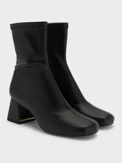 Jully Metallic Trapeze Heel Ankle Boots