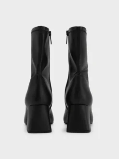 Jully Metallic Trapeze Heel Ankle Boots