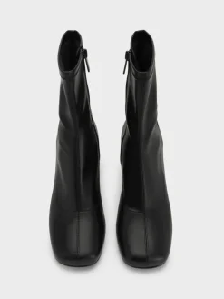 Jully Metallic Trapeze Heel Ankle Boots