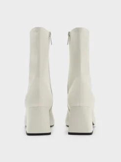 Jully Metallic Trapeze Heel Ankle Boots
