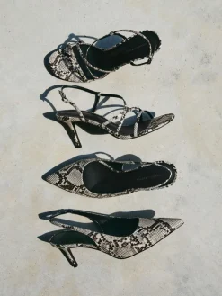 Kaia Snake-Print Pointed Slingback Pumps