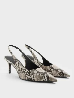 Kaia Snake-Print Pointed Slingback Pumps
