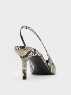 Kaia Snake-Print Pointed Slingback Pumps