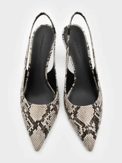 Kaia Snake-Print Pointed Slingback Pumps
