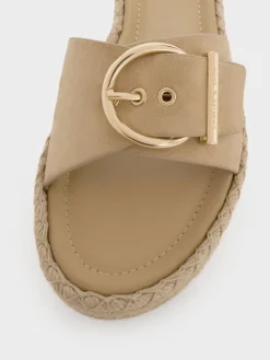 Kaida Faux Suede Buckled Espadrille Sandals