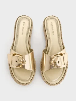 Kaida Metallic Buckled Espadrille Sandals