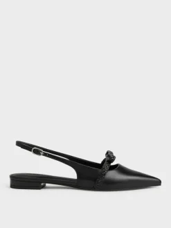 Kaleen Woven-Bow Slingback Flats