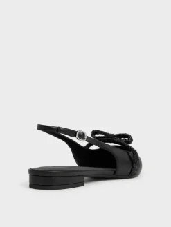 Kaleen Woven-Bow Slingback Flats