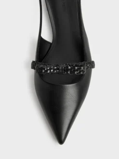 Kaleen Woven-Bow Slingback Flats