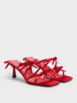 Kelis Rose-Bow Strappy Heeled Mules