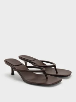 Kitten-Heel Thong Sandals