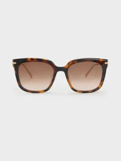 Kris Tortoiseshell Chain-Detail Sunglasses