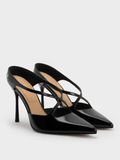 Kyra Leather Crossover Stiletto Mules