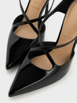 Kyra Leather Crossover Stiletto Mules