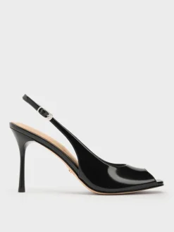 Kyra Leather Peep-Toe Slingback Heels