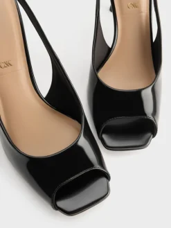 Kyra Leather Peep-Toe Slingback Heels
