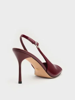 Kyra Patent Peep-Toe Slingback Heels