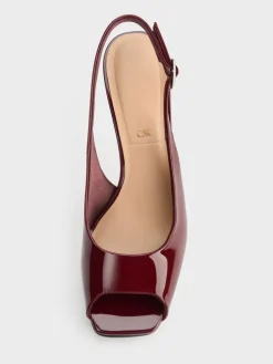 Kyra Patent Peep-Toe Slingback Heels
