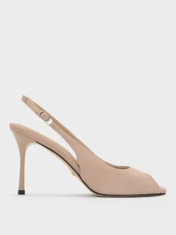 Kyra Suede Peep-Toe Slingback Heels