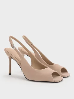 Kyra Suede Peep-Toe Slingback Heels