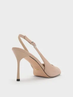 Kyra Suede Peep-Toe Slingback Heels