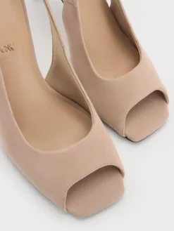 Kyra Suede Peep-Toe Slingback Heels