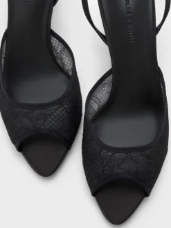 Lace & Satin Peep-Toe Heels