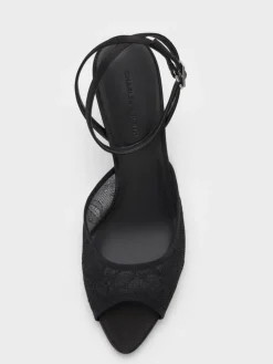 Lace & Satin Peep-Toe Heels
