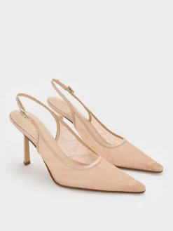 Lace & Satin Slingback Pumps