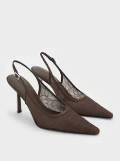 Lace & Satin Slingback Pumps