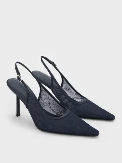 Lace & Satin Slingback Pumps