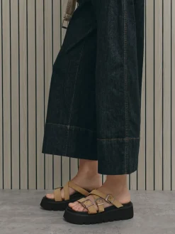 Laine Faux Suede Buckled Flatform Sandals
