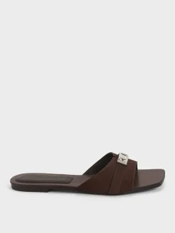 Lando Faux Suede Belted Slide Sandals