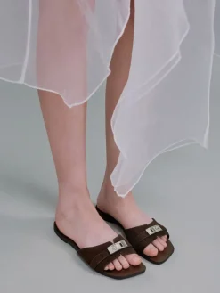Lando Faux Suede Belted Slide Sandals