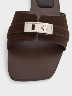 Lando Faux Suede Belted Slide Sandals