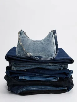 Lane Denim Chain-Strap Shoulder Bag