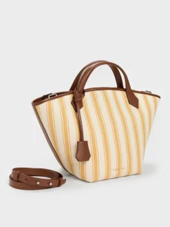Large Ivanna Canvas Striped Tote Bag