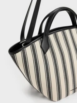 Large Ivanna Canvas Striped Tote Bag