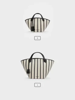 Large Ivanna Canvas Striped Tote Bag