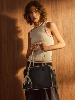 Large Sianna Two-Tone Bowling Bag