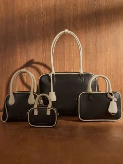 Large Sianna Two-Tone Bowling Bag