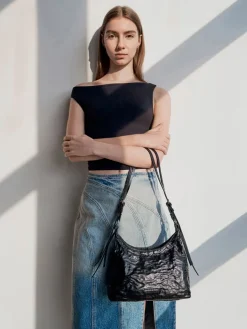 Lark Crinkle-Effect Hobo Bag