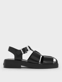 Leather Caged Sandals
