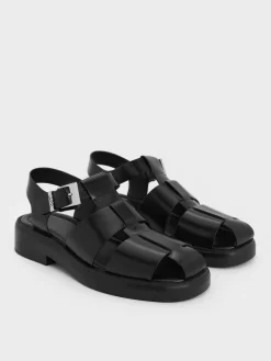 Leather Caged Sandals