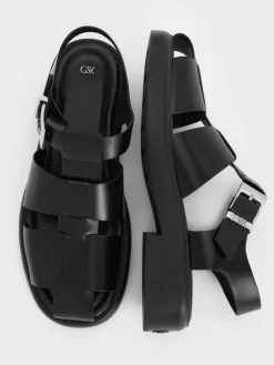 Leather Caged Sandals