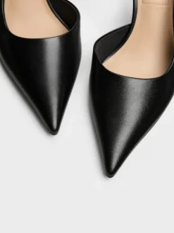 Leather Pointed D'Orsay Stilettos